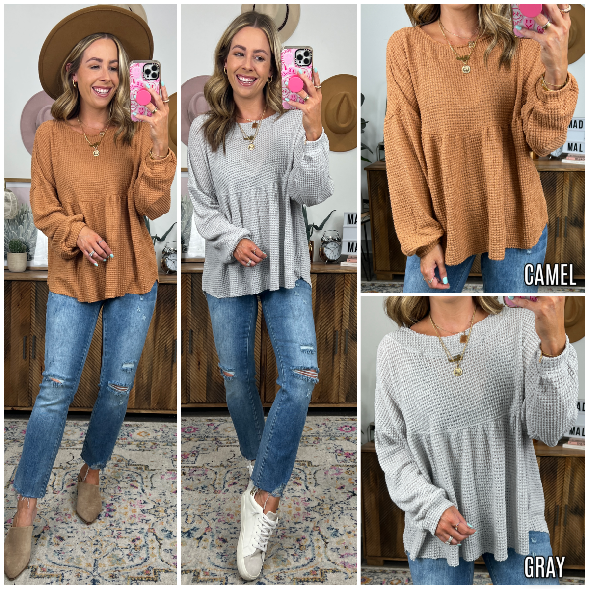  Arria Thermal Knit Peplum Top - FINAL SALE - Madison and Mallory