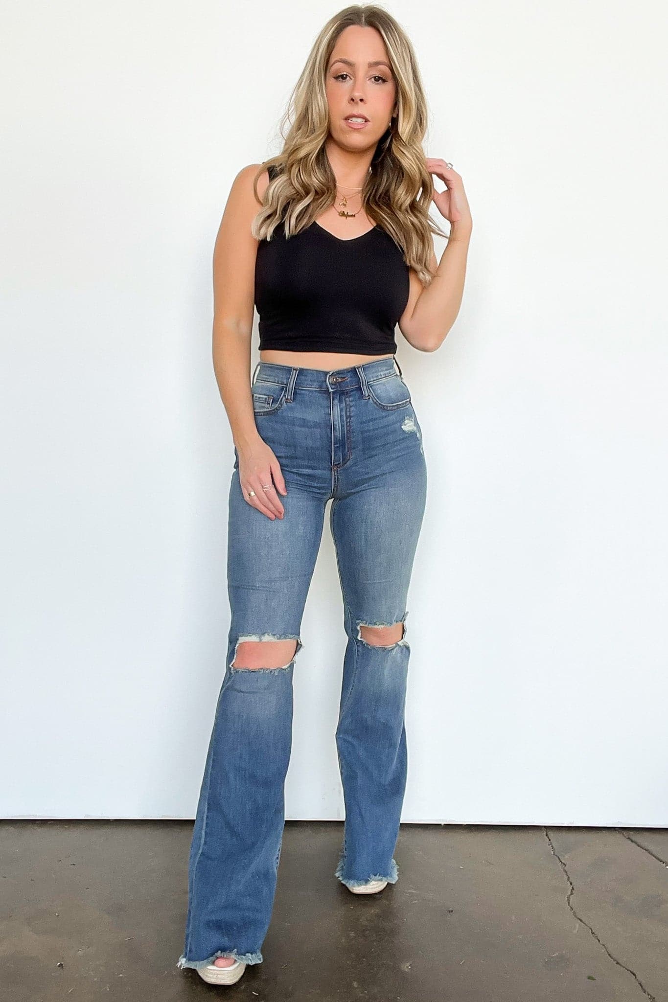  Adinah Distressed Flare Jeans - BACK IN STOCK - Madison and Mallory