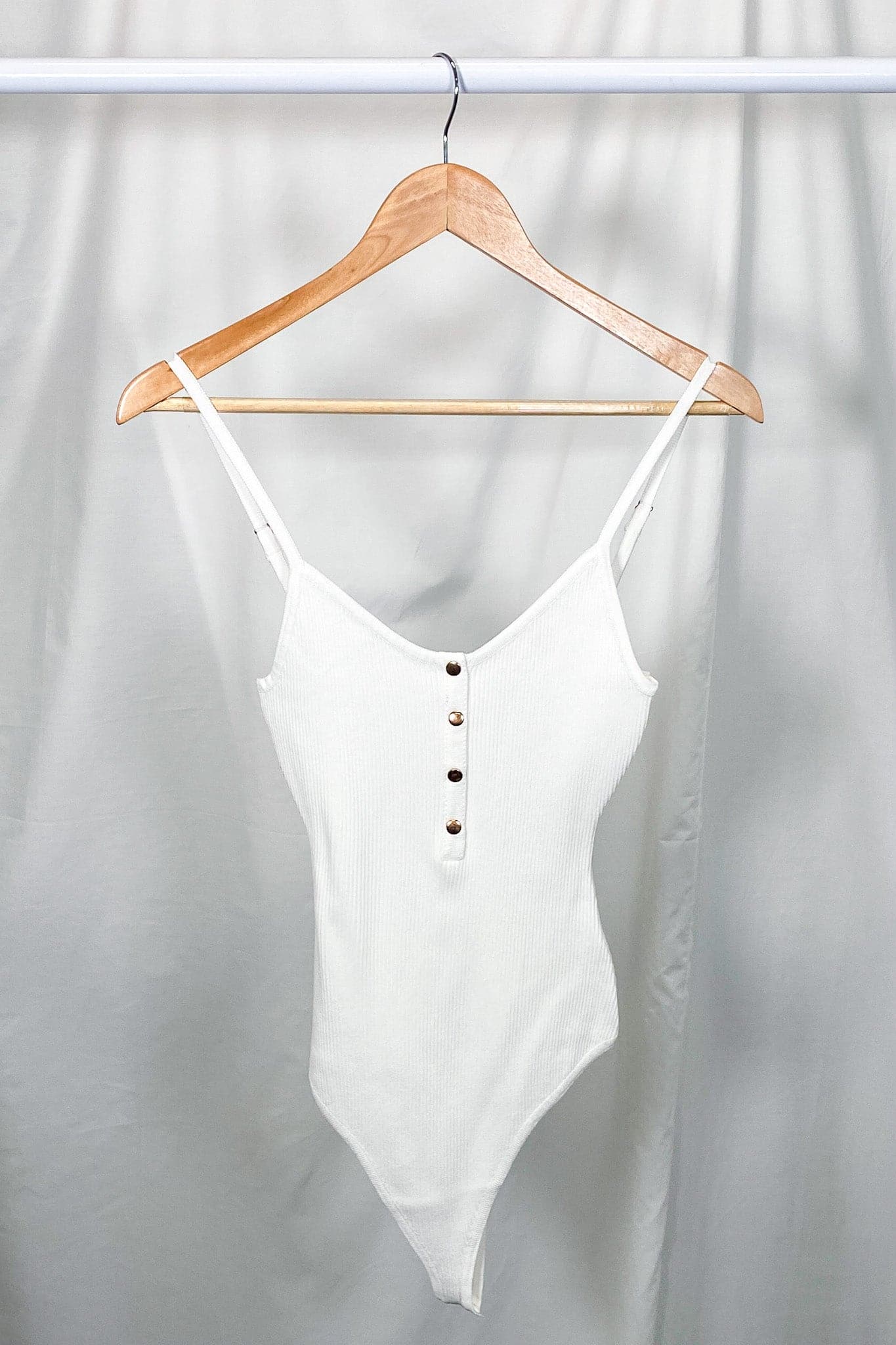 White / S Adriane Button Detail Knit Bodysuit - FINAL SALE - Madison and Mallory