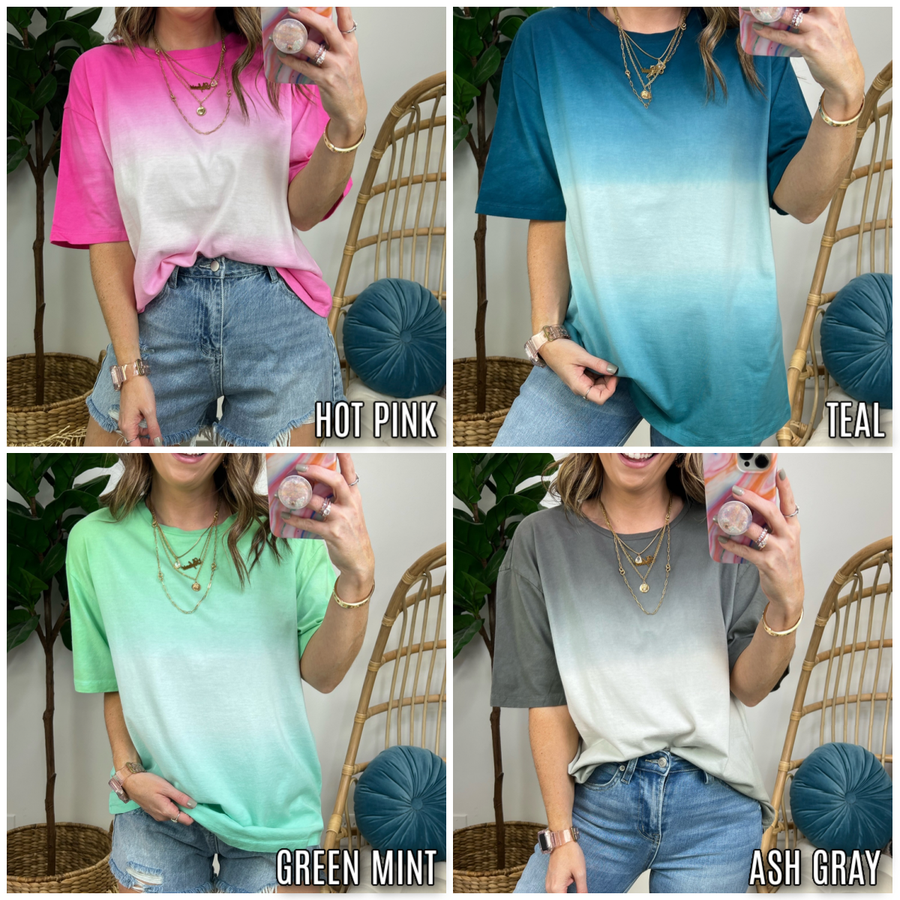  Adrift Dip Dye Bleach Relaxed Top - Madison and Mallory