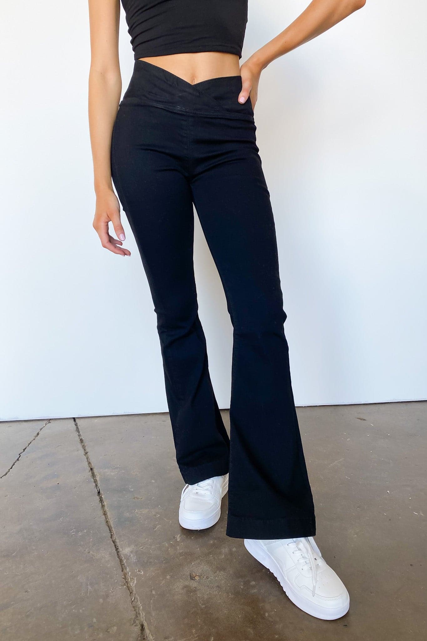  Alaiah Crossover V-Waist Pull On Flare Jeans - Madison and Mallory