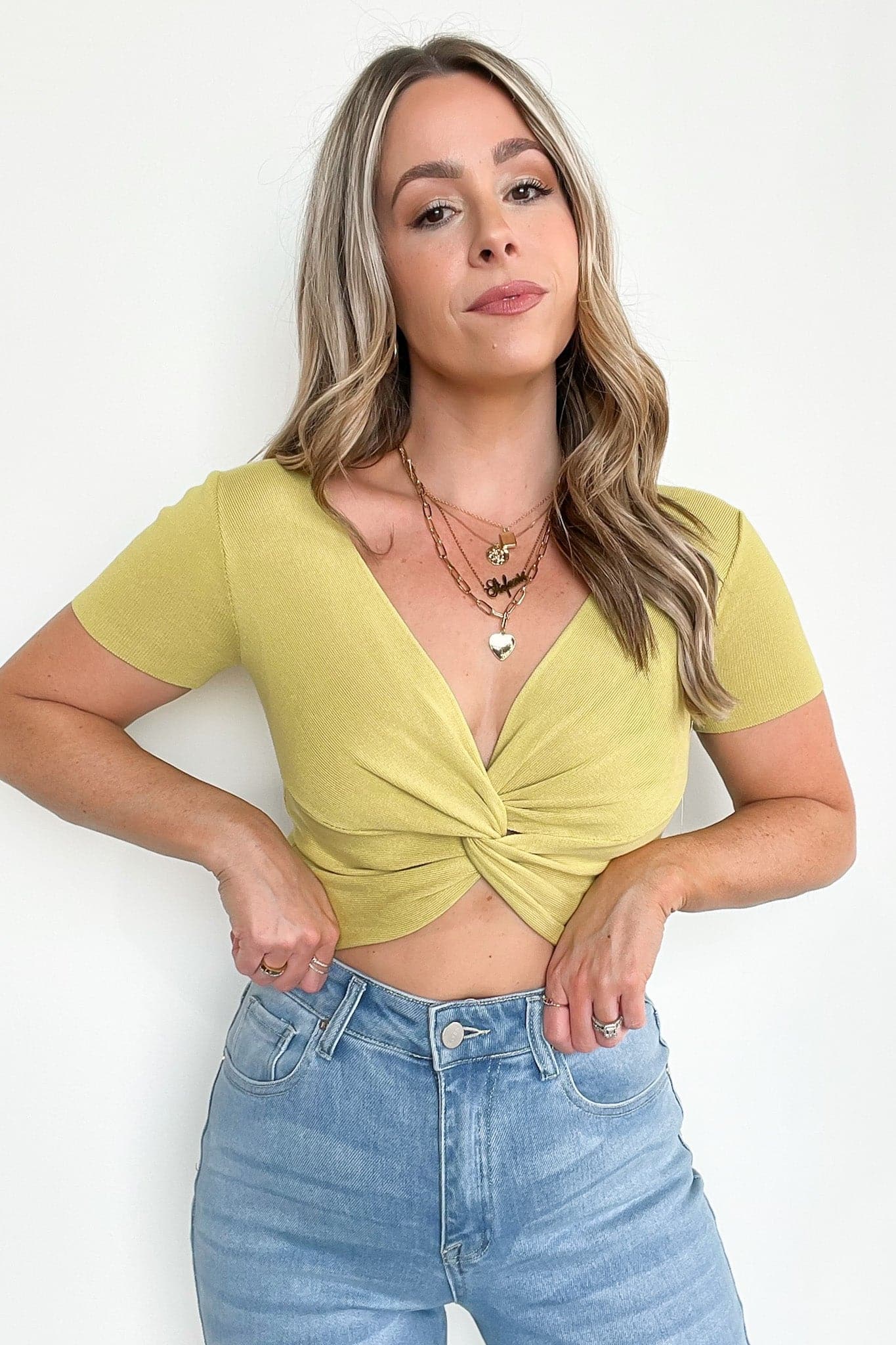 Lime / S Alecia Twist Front Top - FINAL SALE - Madison and Mallory