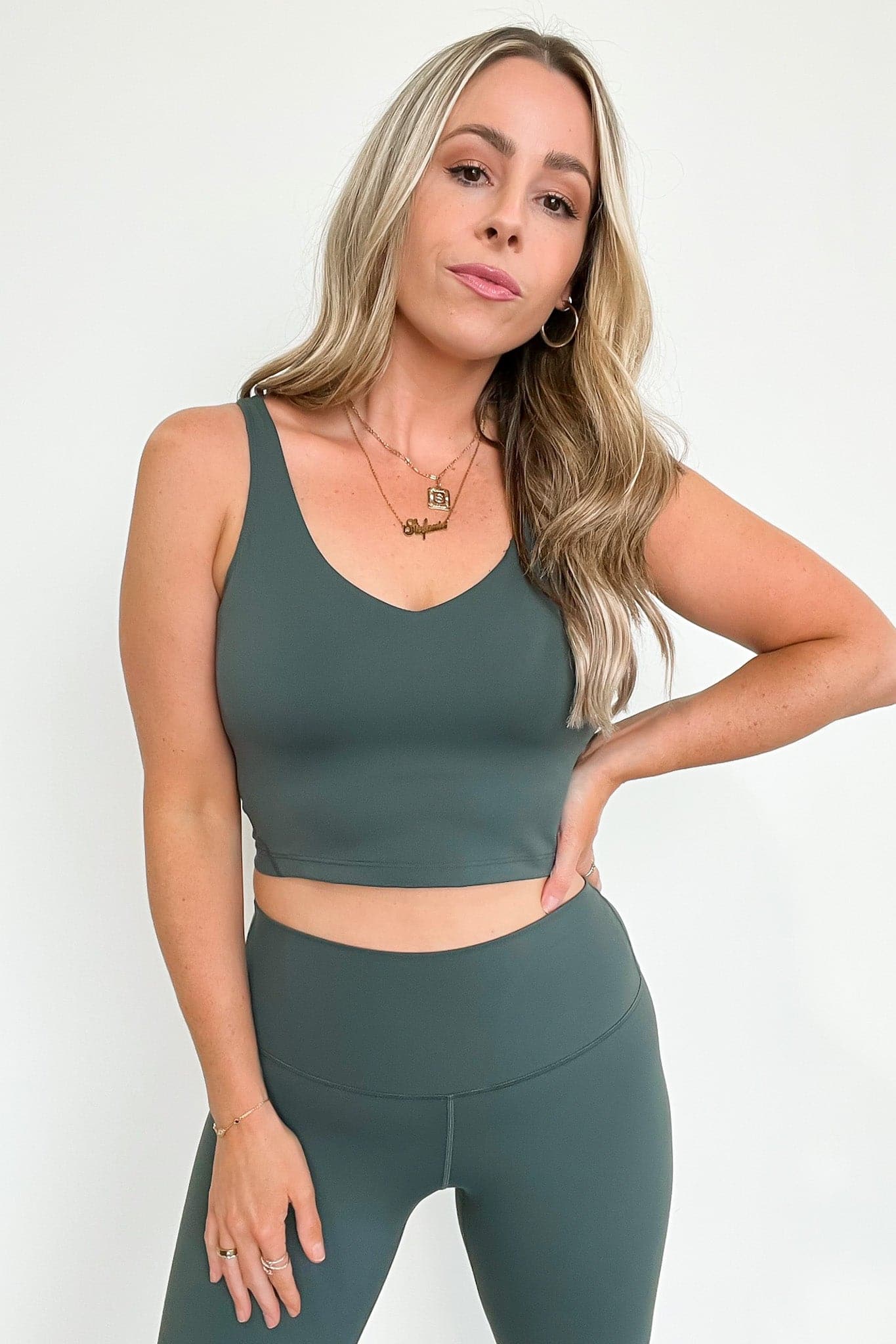 Green / S Aligned Performance Cropped Tank Top - Madison and Mallory