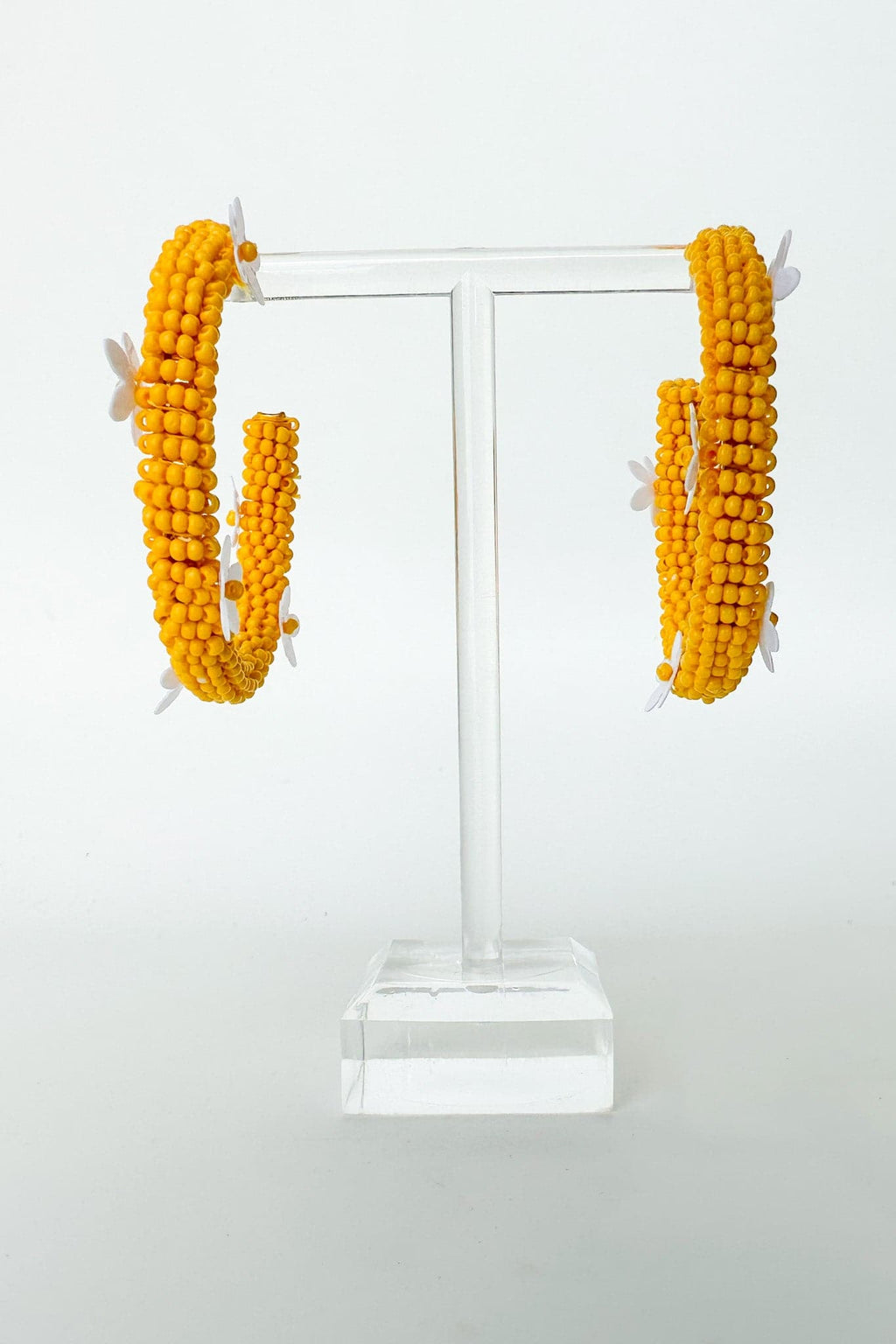  All About Sunshine Seed Bead Floral Hoop Earrings - FINAL SALE - Madison and Mallory