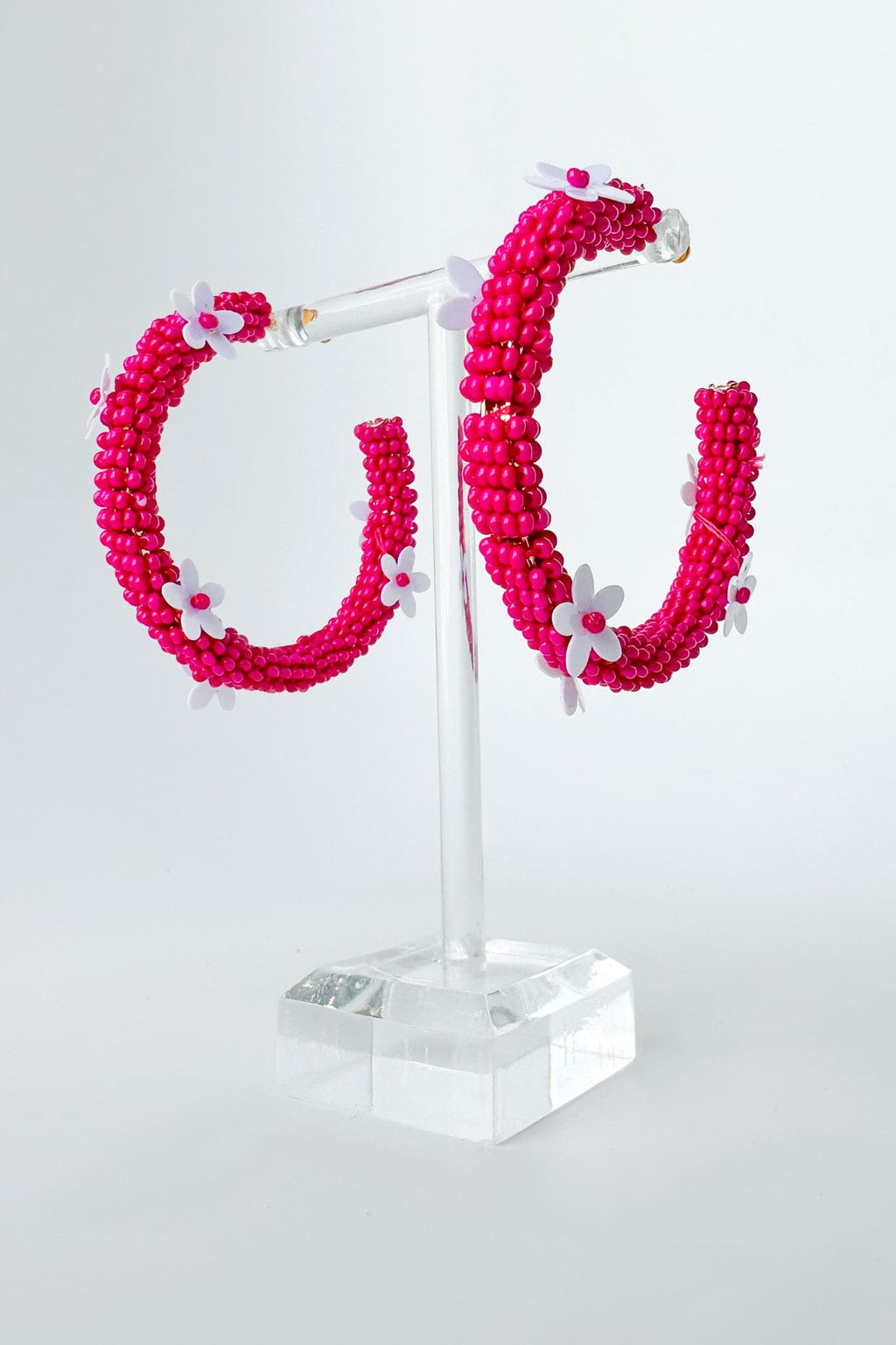  All About Sunshine Seed Bead Floral Hoop Earrings - FINAL SALE - Madison and Mallory