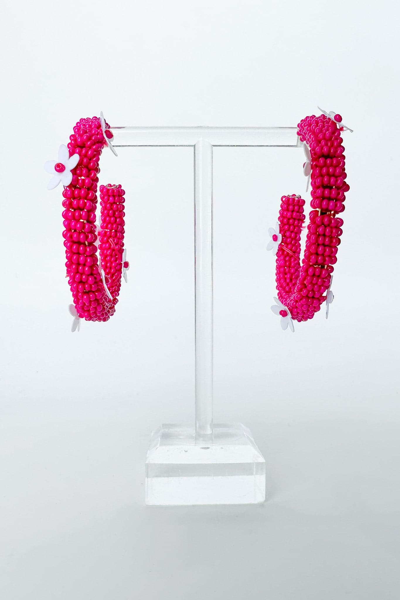  All About Sunshine Seed Bead Floral Hoop Earrings - FINAL SALE - Madison and Mallory