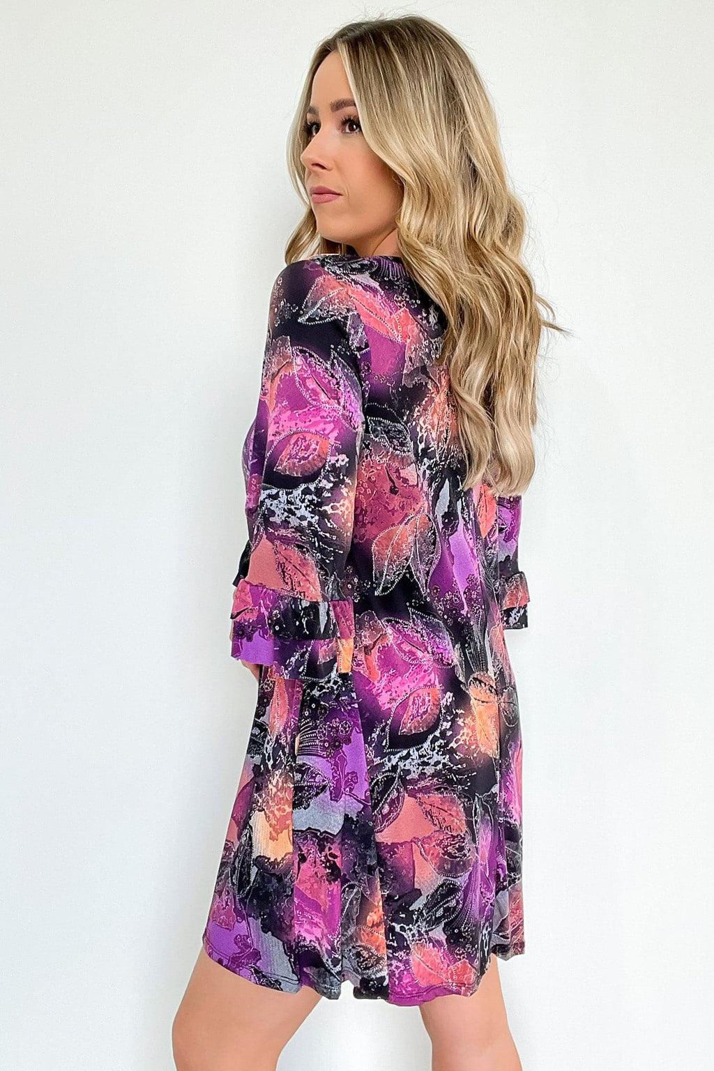  Alluring Arrival Abstract Ruffle Sleeve Dress - FINAL SALE - Madison and Mallory