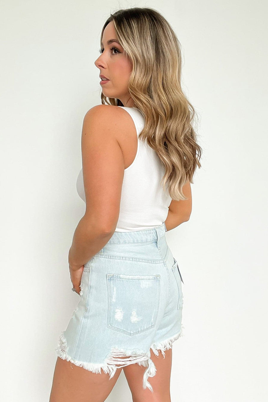 Alyria Distressed High Rise Mom Shorts - FINAL SALE - Madison and Mallory
