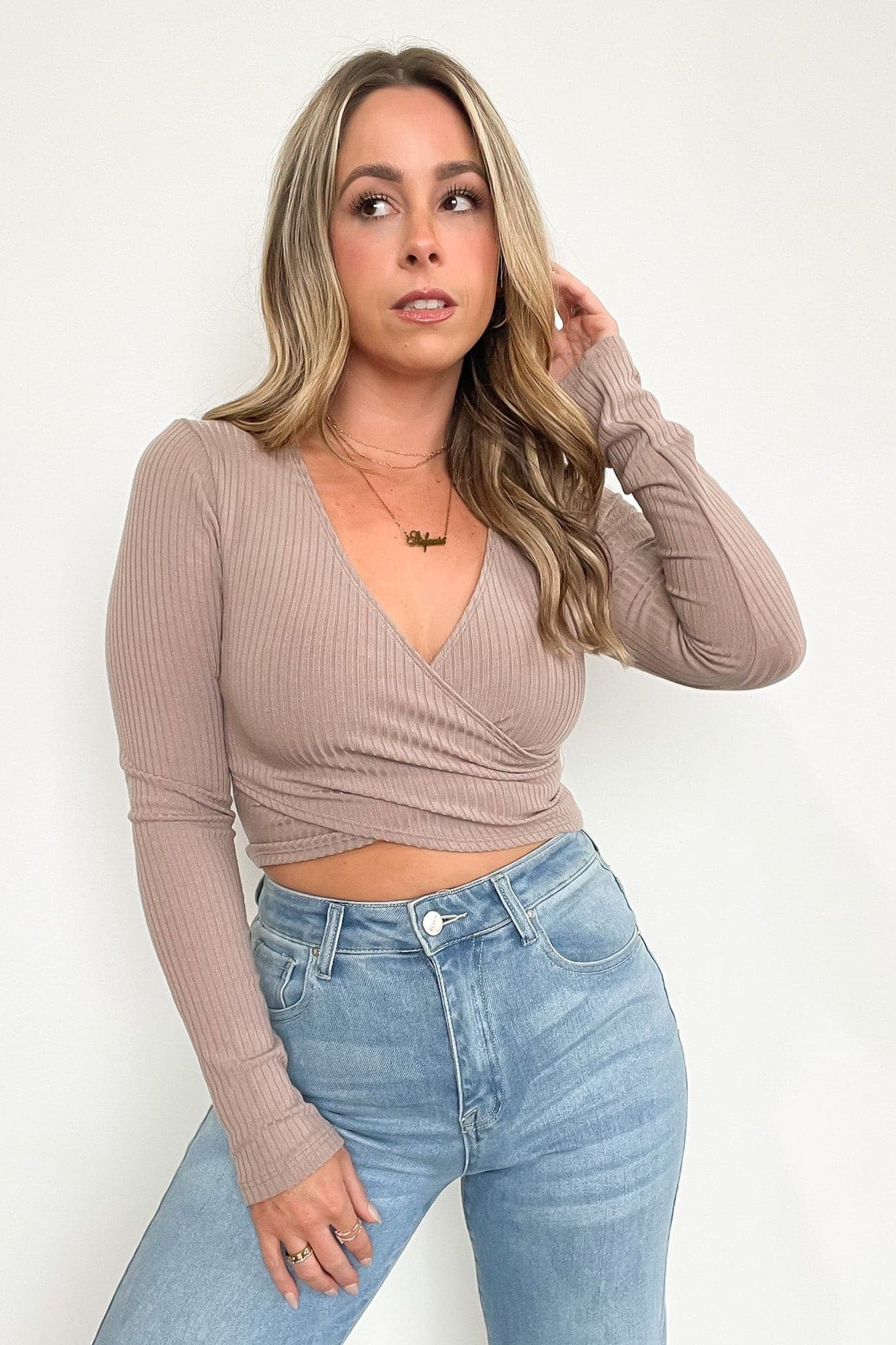  Andra Ribbed Wrap Crop Top - Madison and Mallory