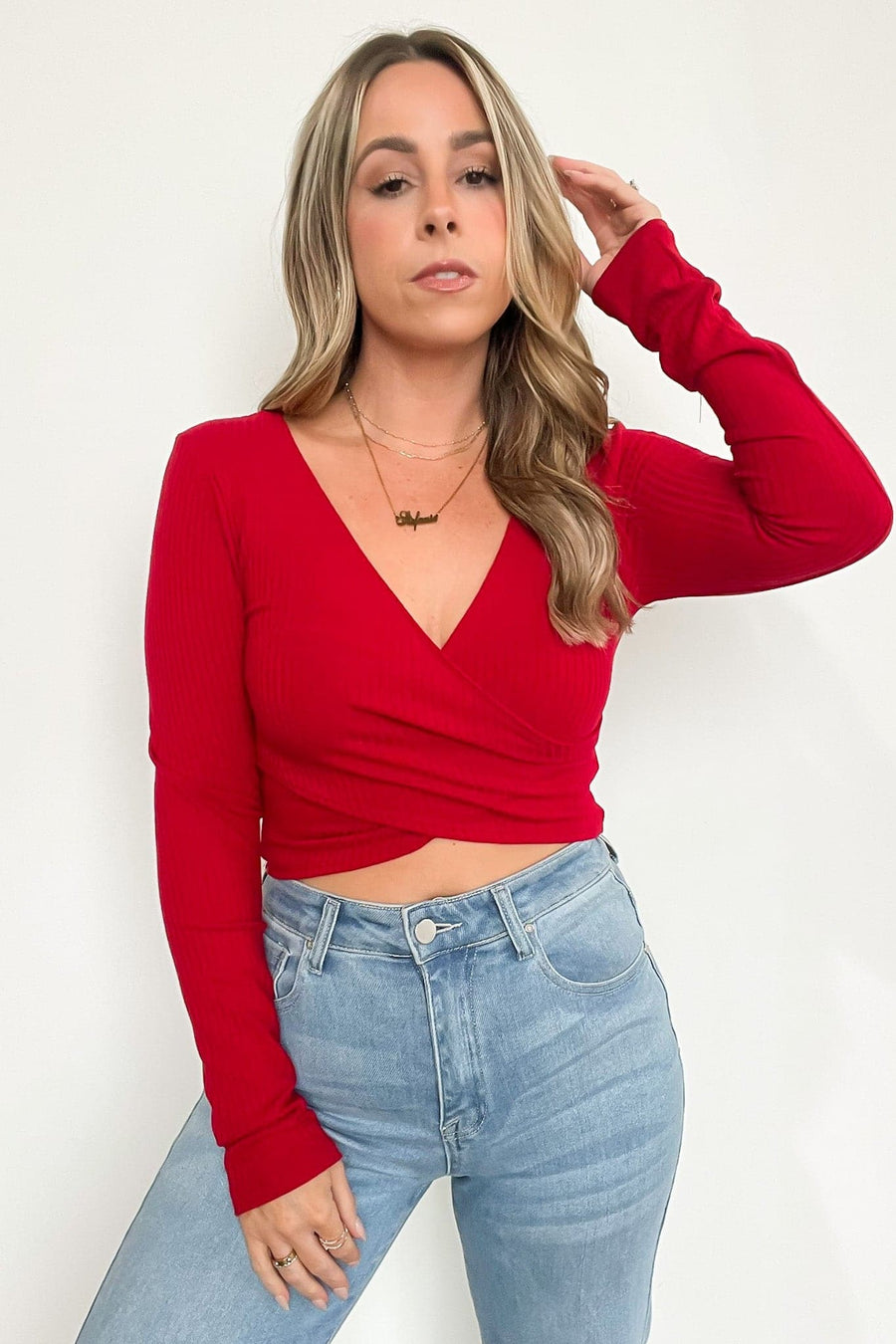  Andra Ribbed Wrap Crop Top - Madison and Mallory