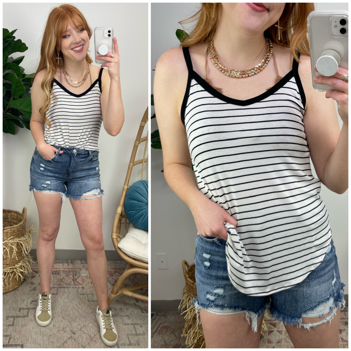  Annesleigh V-Neck Striped Tank Top - Madison and Mallory