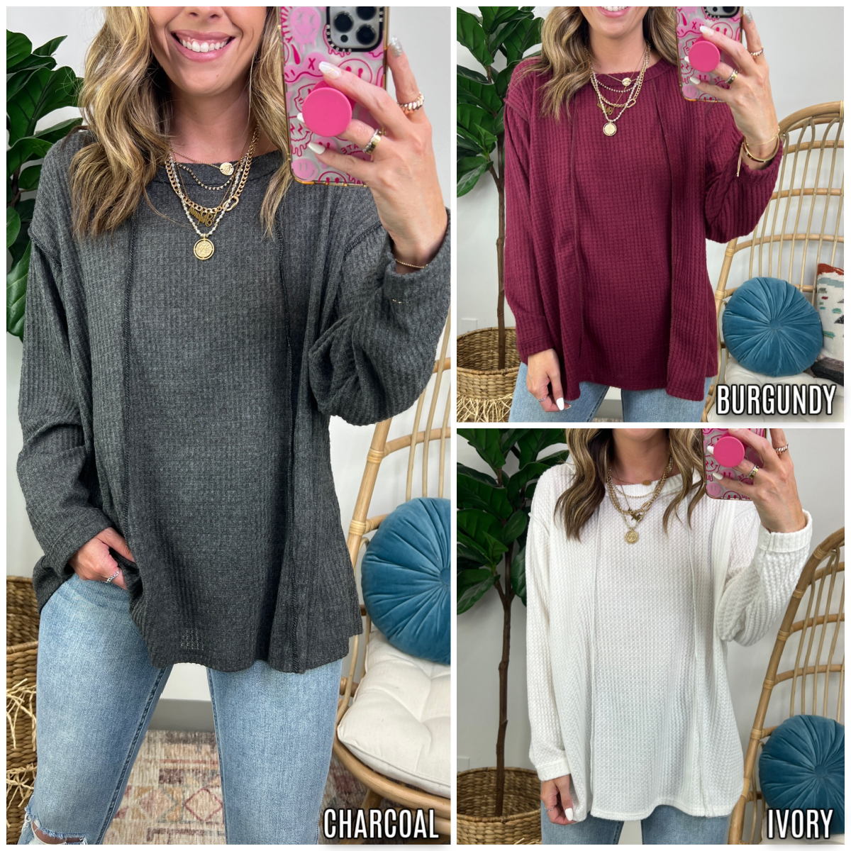  Anticipating this Moment Relaxed Waffle Knit Top - FINAL SALE - Madison and Mallory