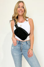 Black Anywhere Fleece Belt Bag - FINAL SALE - Madison and Mallory