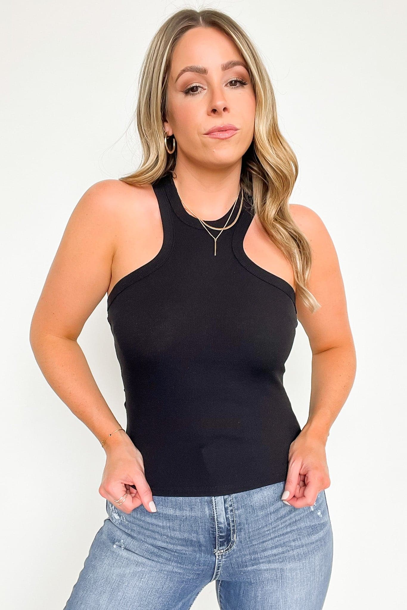  Anzah High Neck Racerback Tank Top - FINAL SALE - Madison and Mallory