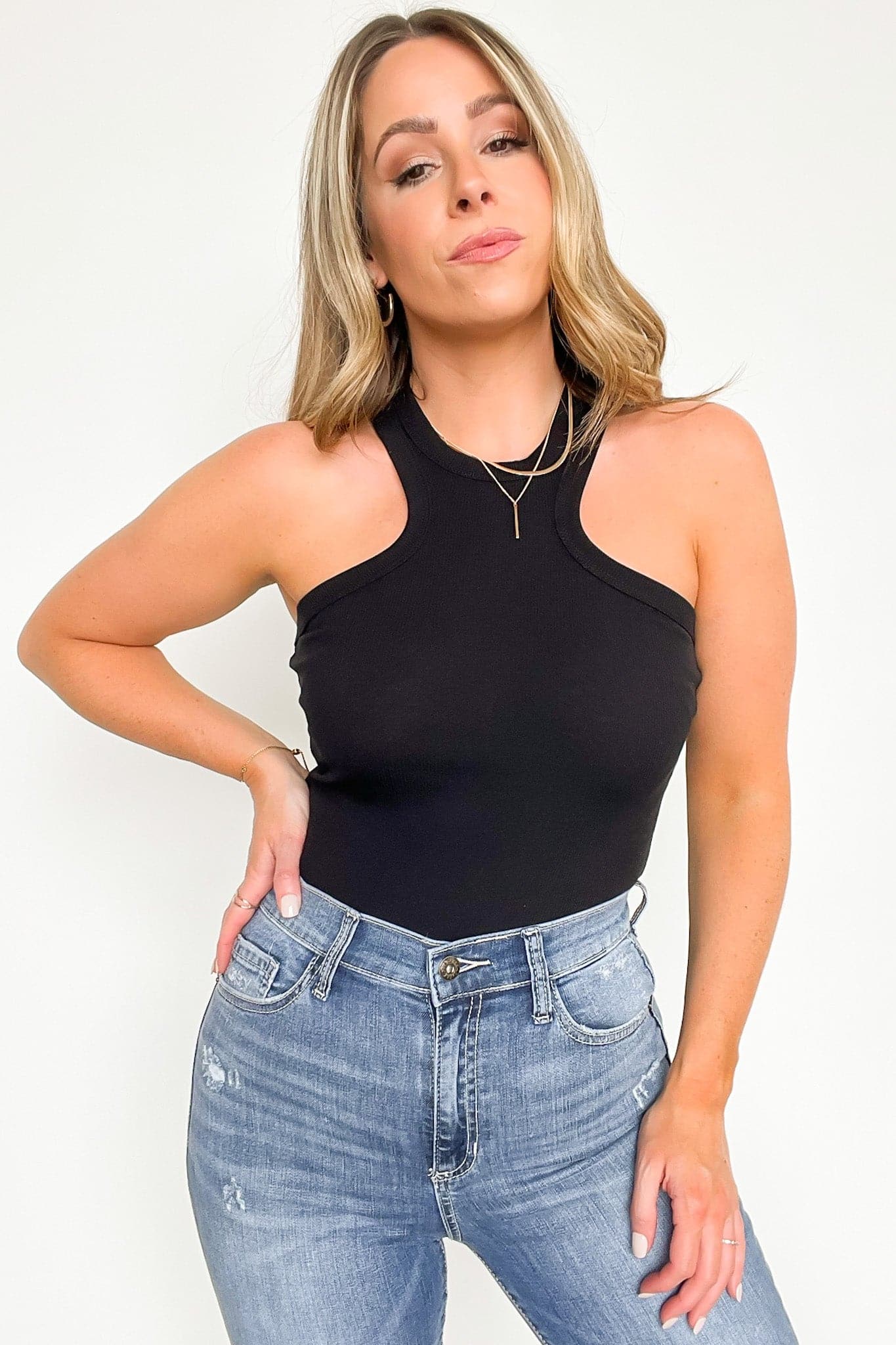  Anzah High Neck Racerback Tank Top - FINAL SALE - Madison and Mallory