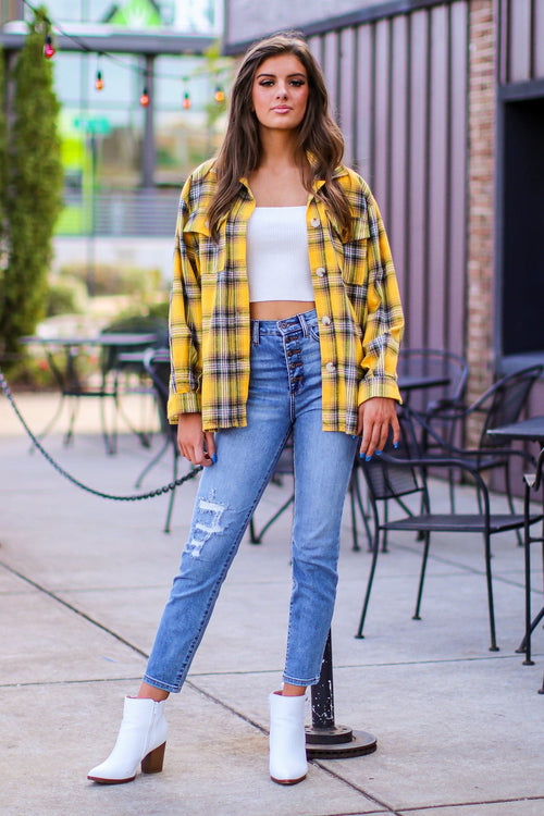  Arellano Oversized Plaid Button Down Shacket - FINAL SALE - Madison and Mallory
