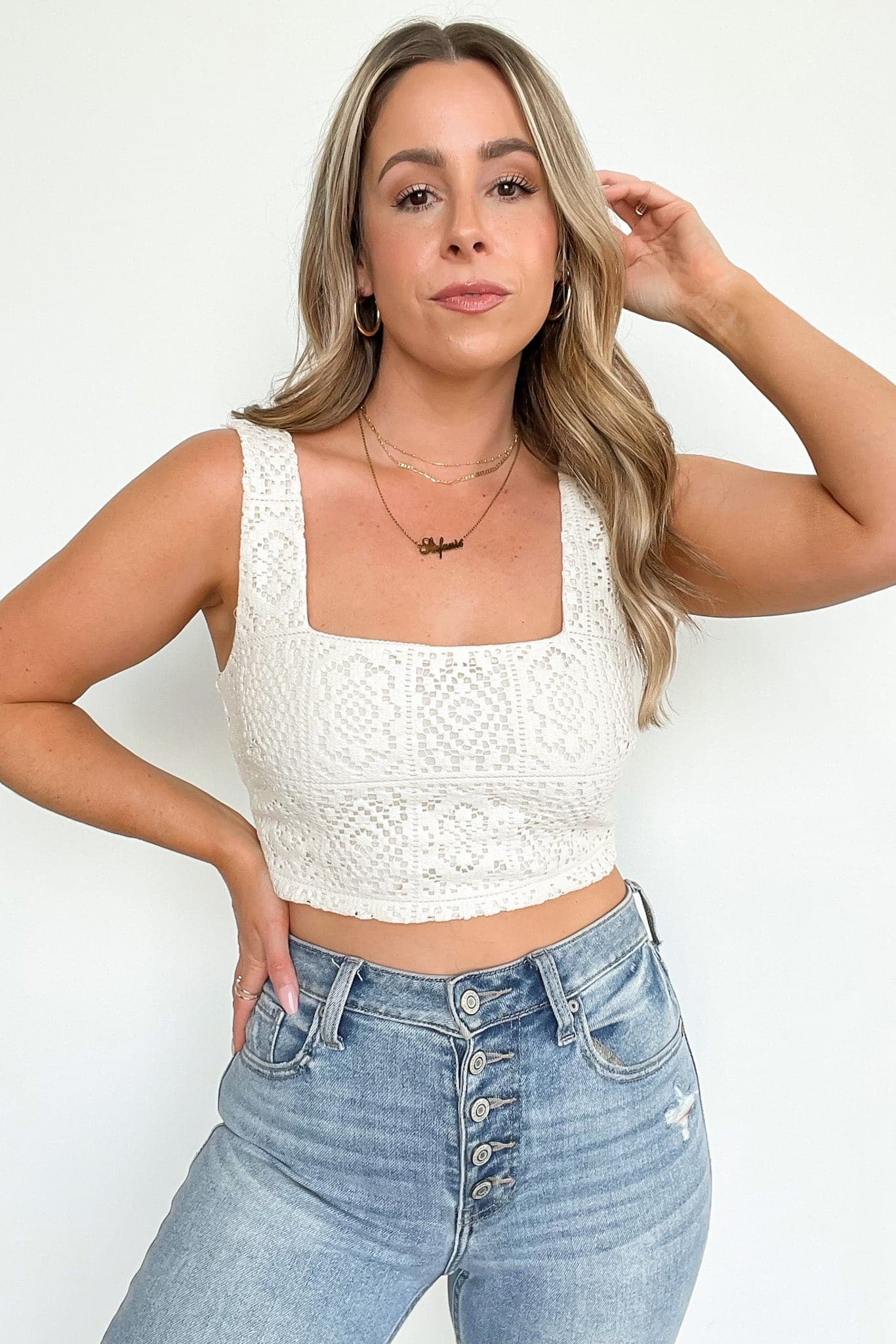  Arylee Embroidered Square Neck Crop Top - FINAL SALE - Madison and Mallory