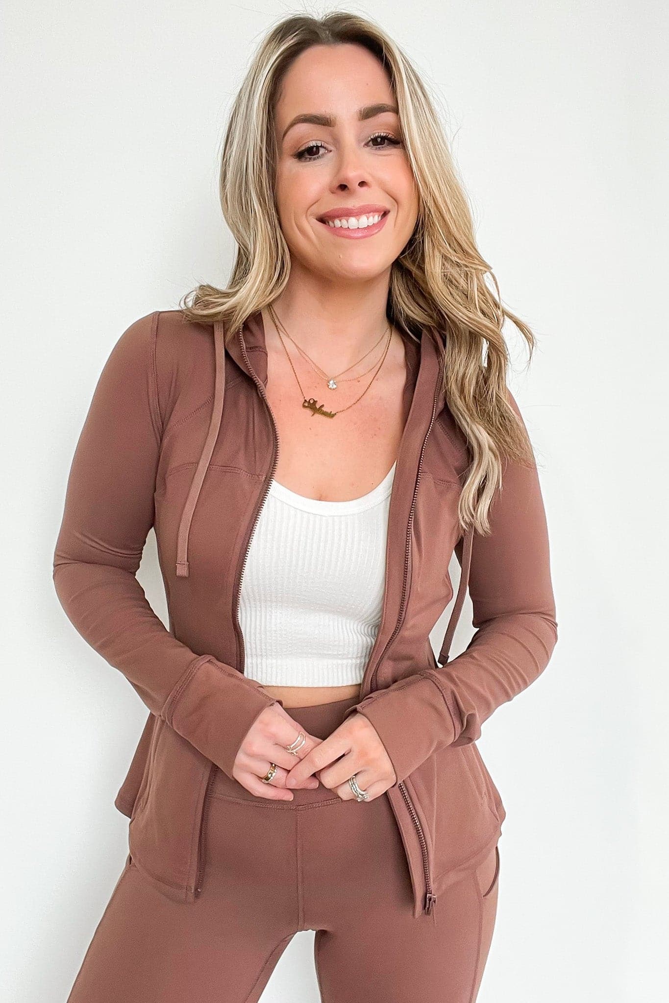  Athenia Zip Front Hooded Athleisure Jacket - Madison and Mallory