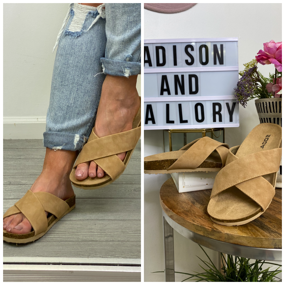  Avis Faux Leather Crossover Strap Sandals - FINAL SALE - Madison and Mallory
