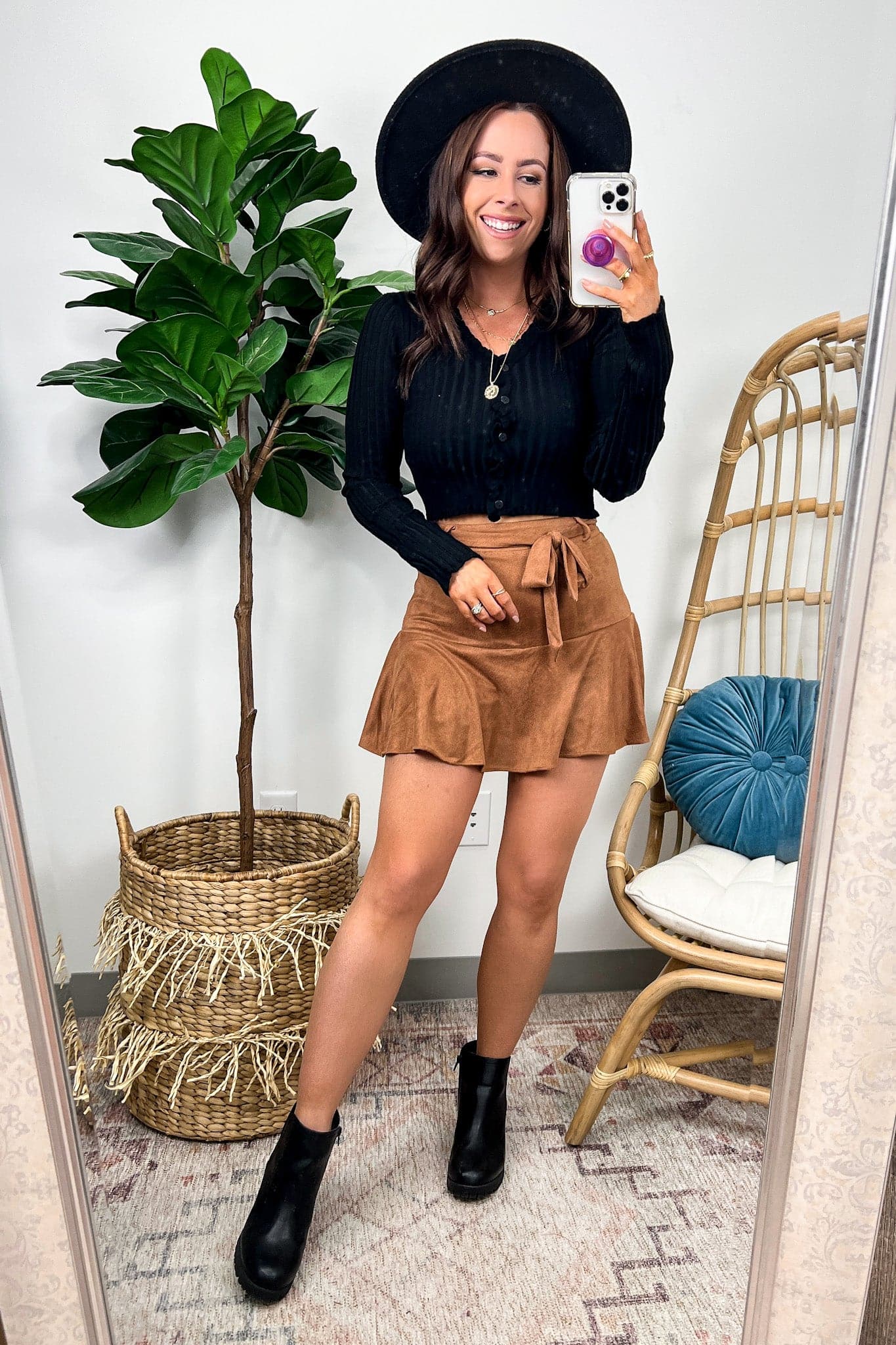  Beale Street Faux Suede Ruffle Skort - FINAL SALE - Madison and Mallory