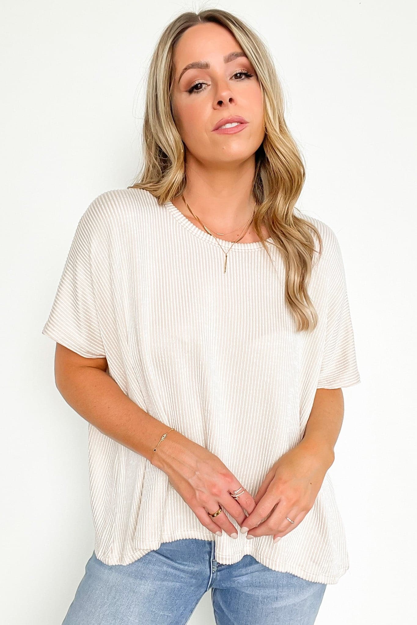  Beatryx Two Tone Rib Knit Oversized Top - BACK IN STOCK - Madison and Mallory