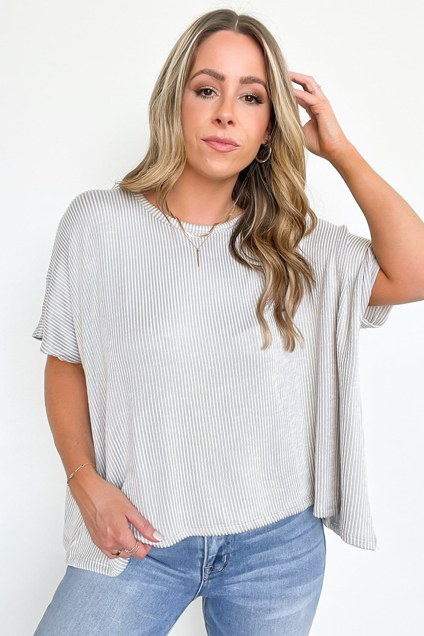  Beatryx Two Tone Rib Knit Oversized Top - BACK IN STOCK - Madison and Mallory