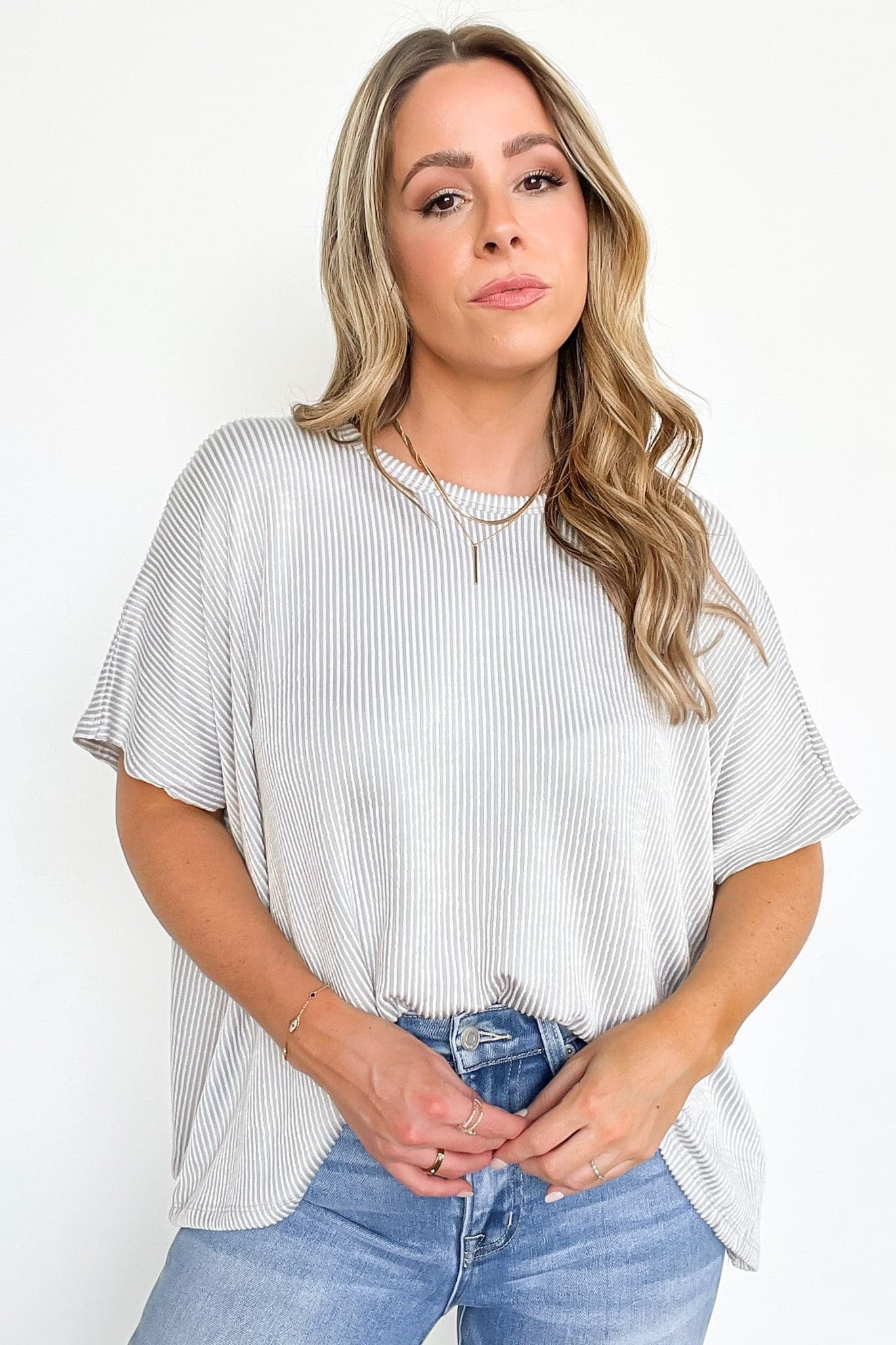  Beatryx Two Tone Rib Knit Oversized Top - BACK IN STOCK - Madison and Mallory