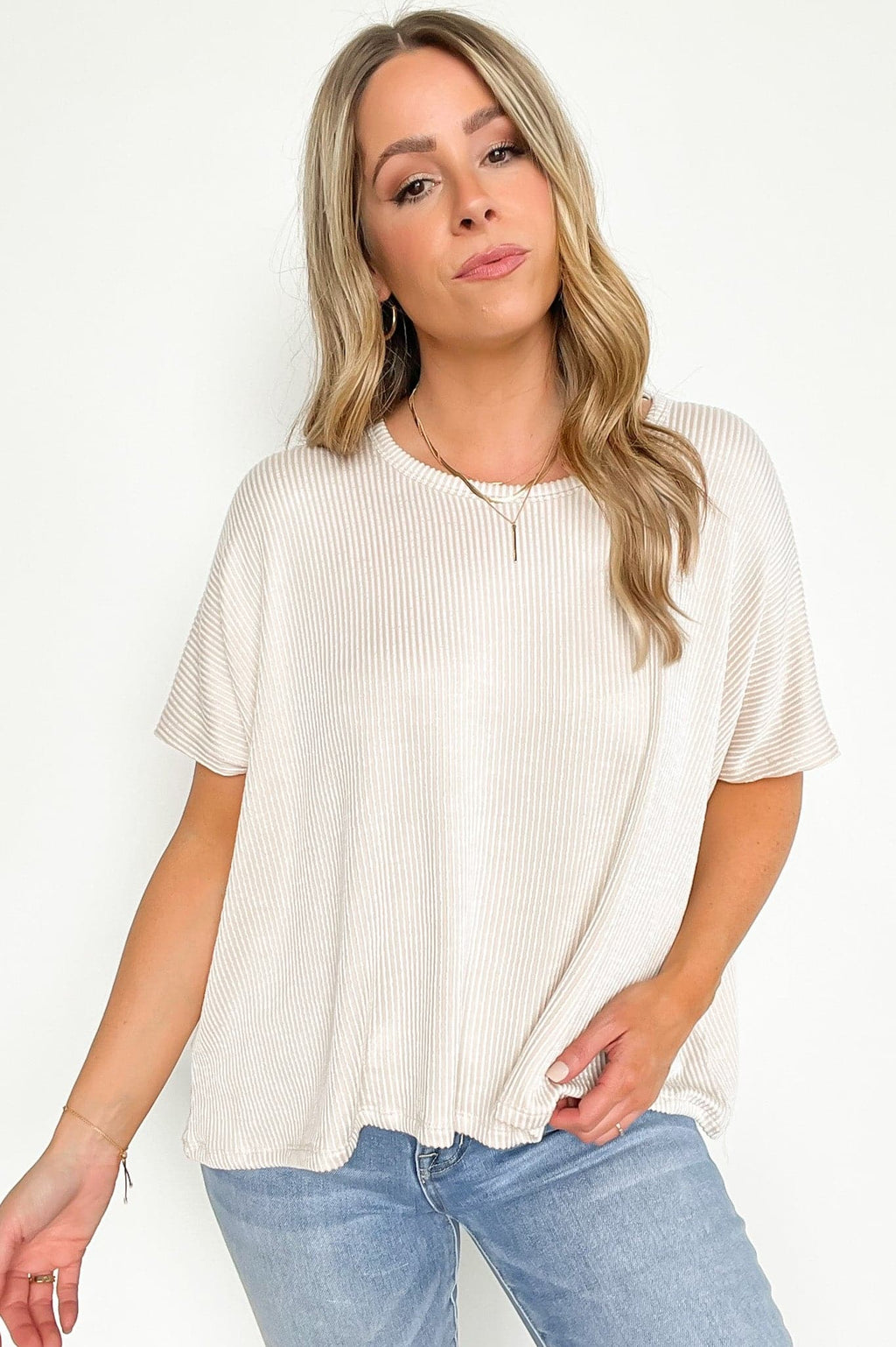  Beatryx Two Tone Rib Knit Oversized Top - BACK IN STOCK - Madison and Mallory