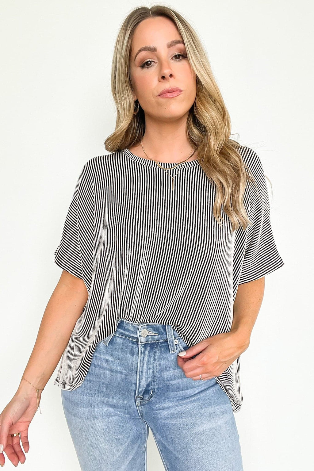 Beatryx Two Tone Rib Knit Oversized Top - Madison and Mallory