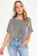 Beatryx Two-Tone Rib Knit Oversized Top - Madison and Mallory
