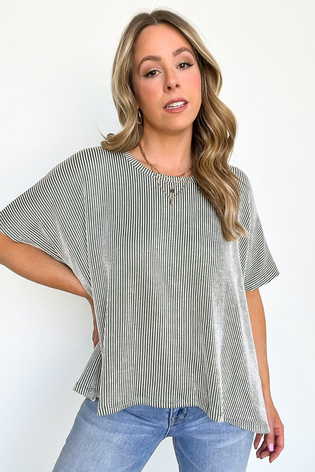  Beatryx Two Tone Rib Knit Oversized Top - BACK IN STOCK - Madison and Mallory