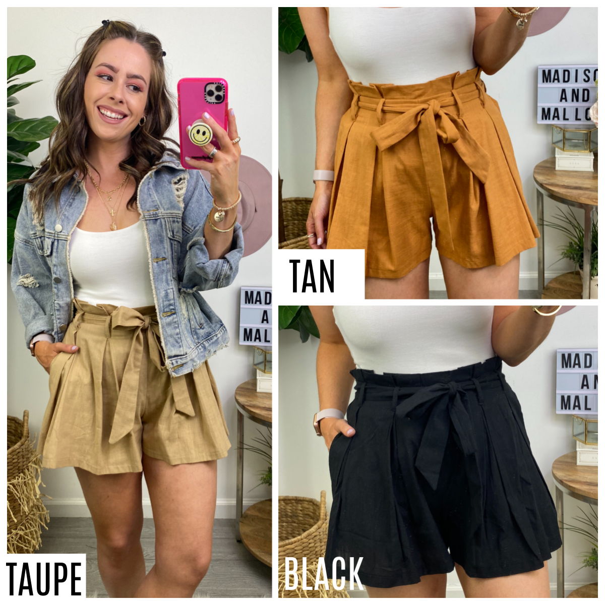  Becca High Waist Paper Bag Shorts - FINAL SALE - Madison and Mallory