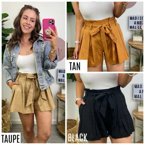  Becca High Waist Paper Bag Shorts - FINAL SALE - Madison and Mallory