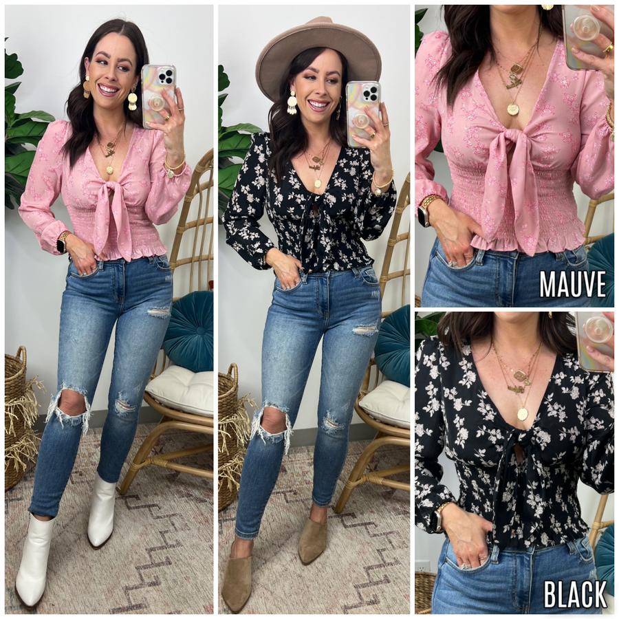 BethAnn Smocked Tie Front Top - FINAL SALE - Madison and Mallory