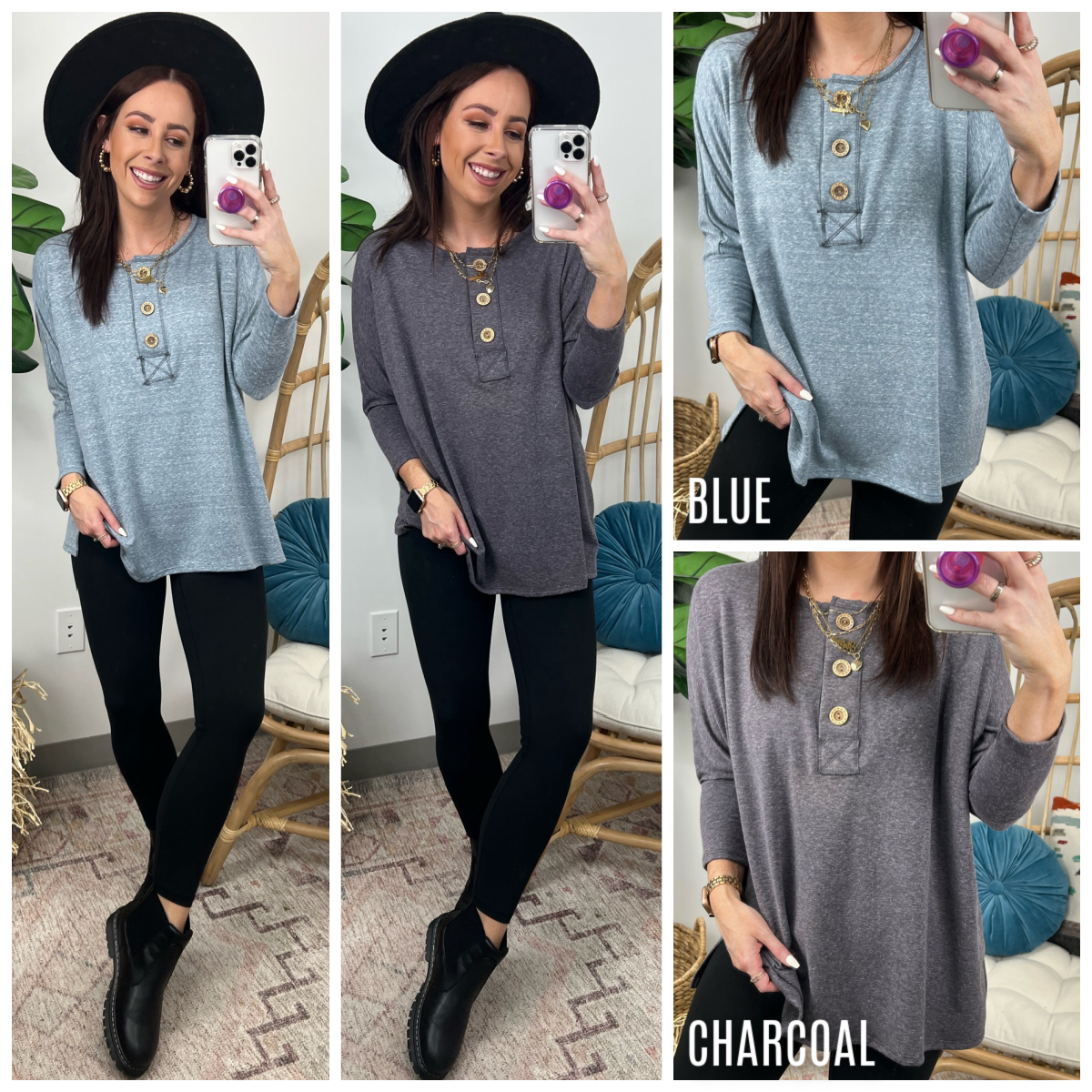  Better Than You Know Button Detail Relaxed Top - Madison and Mallory