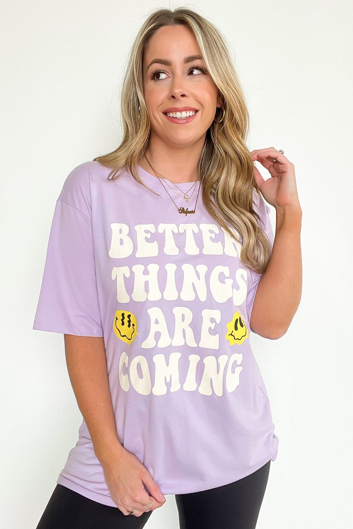 XS / Cool Lavender Better Things Are Coming Relaxed Graphic Tee - Madison and Mallory
