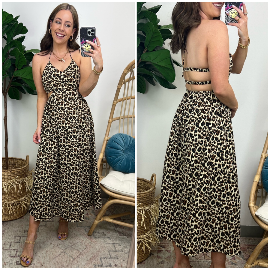  Big Ambitions Animal Print Cutout Maxi Dress - Madison and Mallory