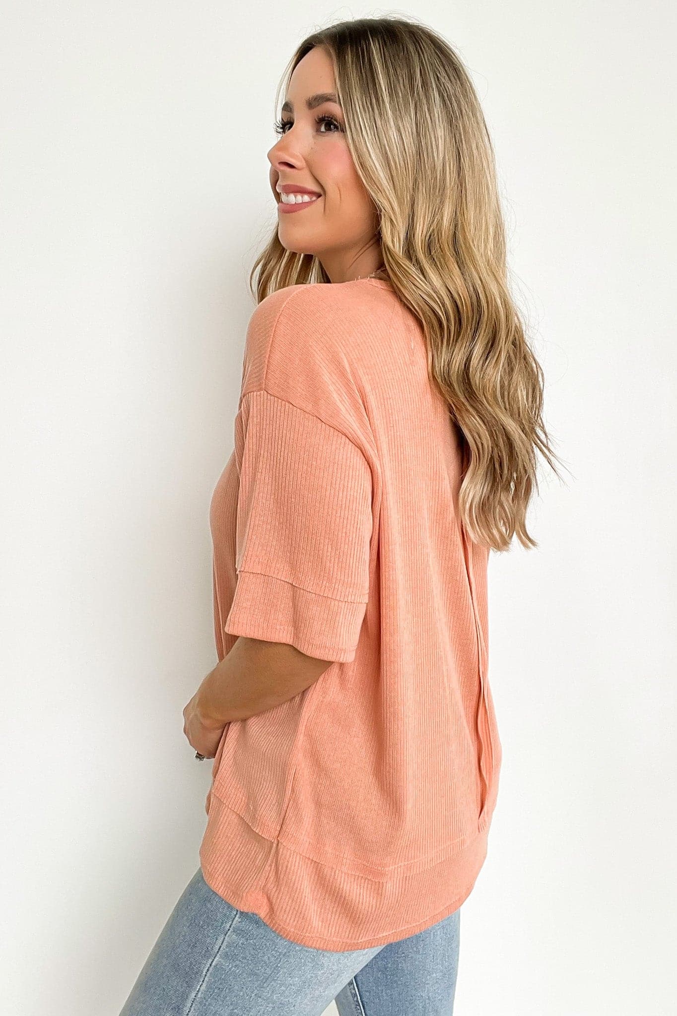  Big Time Crush Thermal Knit Short Sleeve Top | CURVE - FINAL SALE - Madison and Mallory