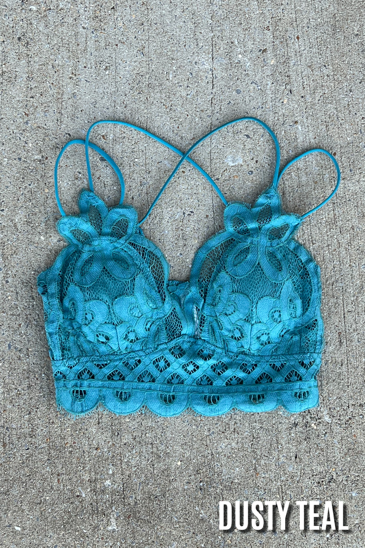 Dusty Teal / S Sweet Muse Scallop Lace Bralette - Madison and Mallory