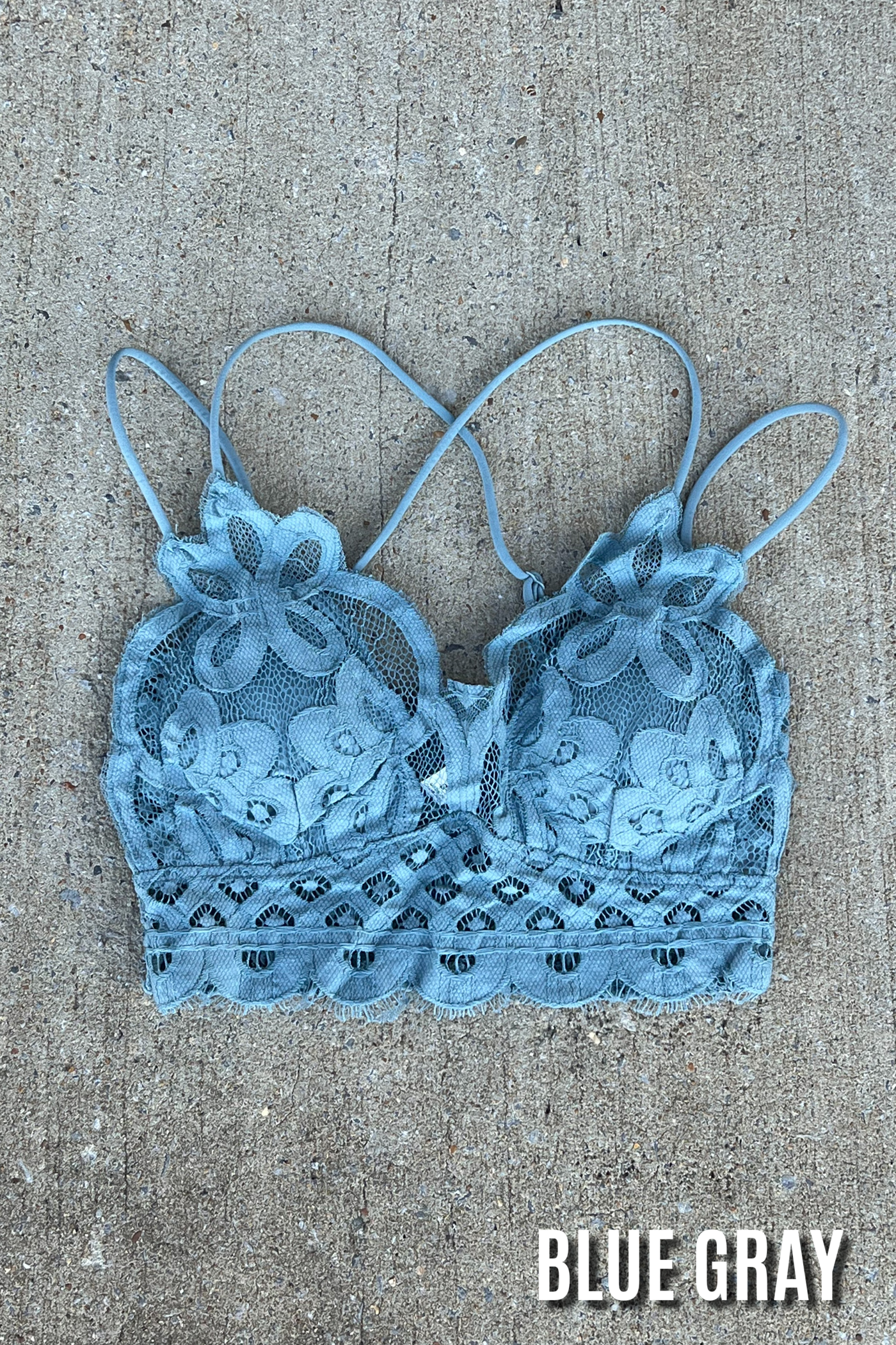 Blue Gray / S Sweet Muse Scallop Lace Bralette - Madison and Mallory