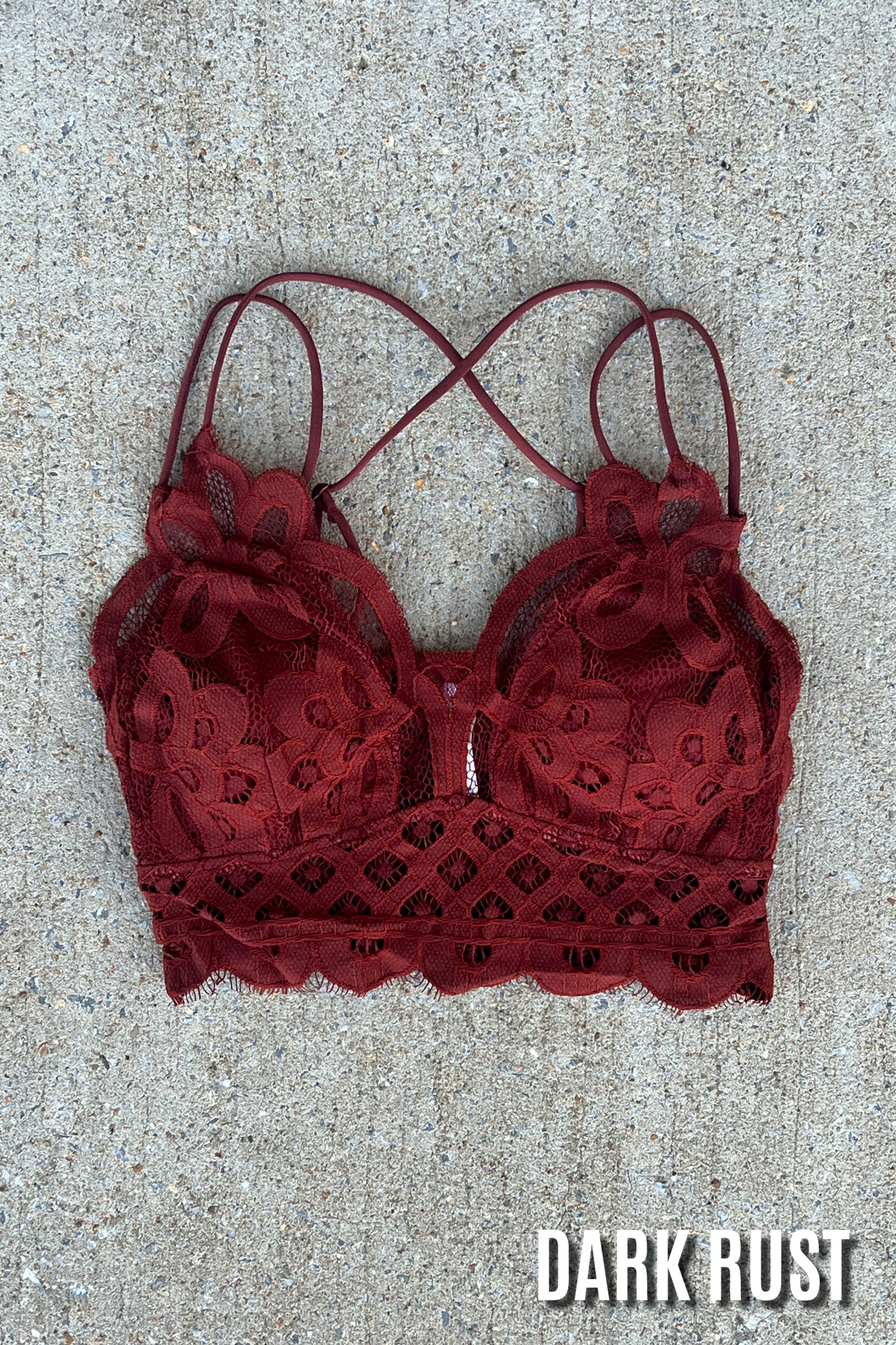 Dark Rust / S Sweet Muse Scallop Lace Bralette - Madison and Mallory