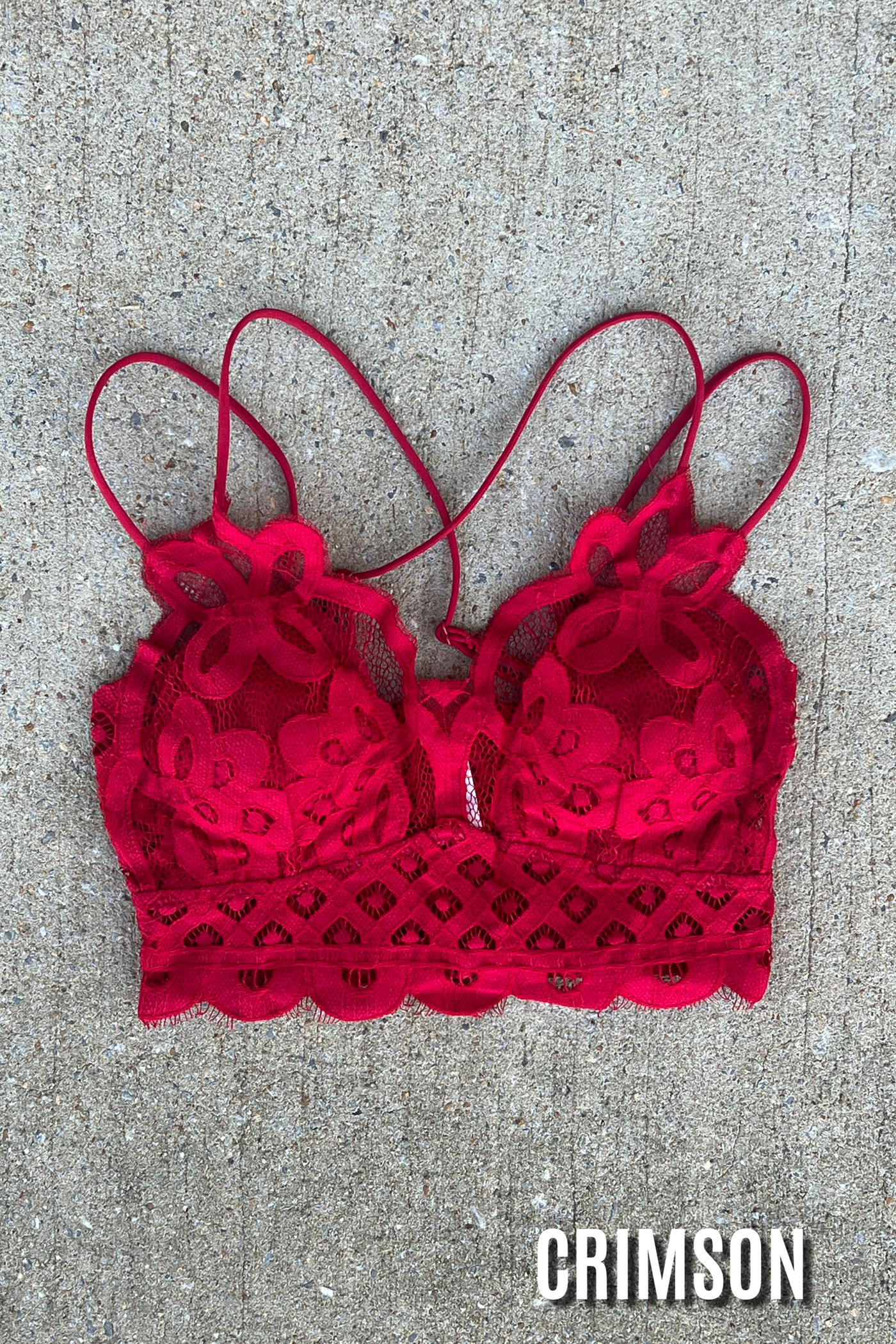Crimson / S Sweet Muse Scallop Lace Bralette - Madison and Mallory