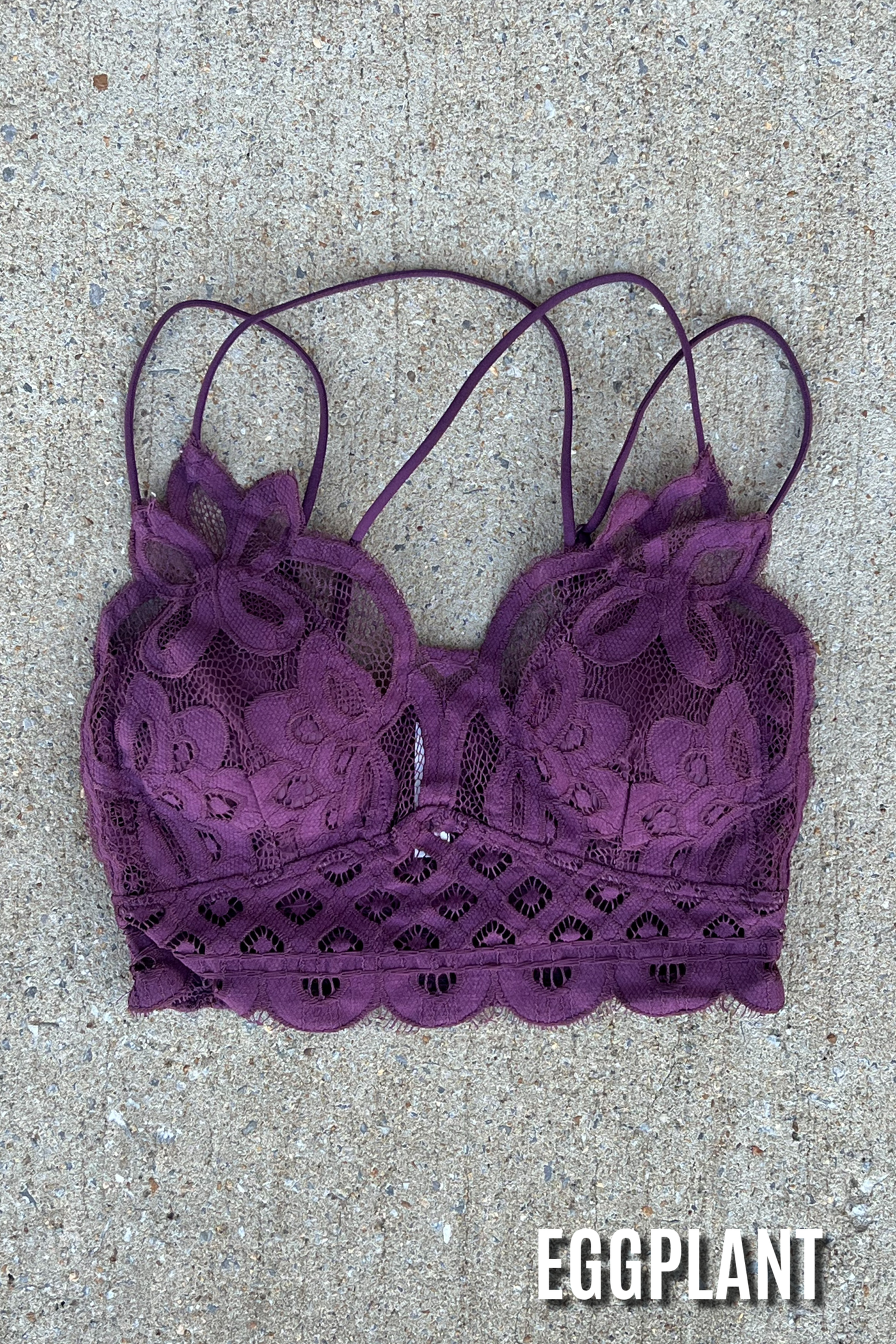 Eggplant / S Sweet Muse Scallop Lace Bralette - Madison and Mallory