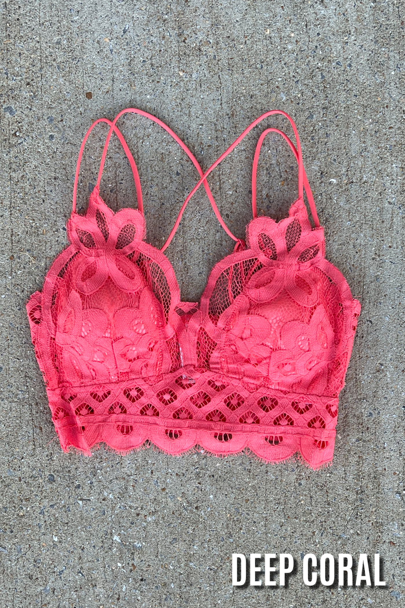 Deep Coral / S Sweet Muse Scallop Lace Bralette - Madison and Mallory