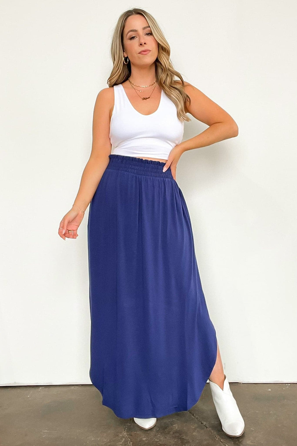 Boheme Smocked Waist Maxi Skirt - FINAL SALE - Madison and Mallory