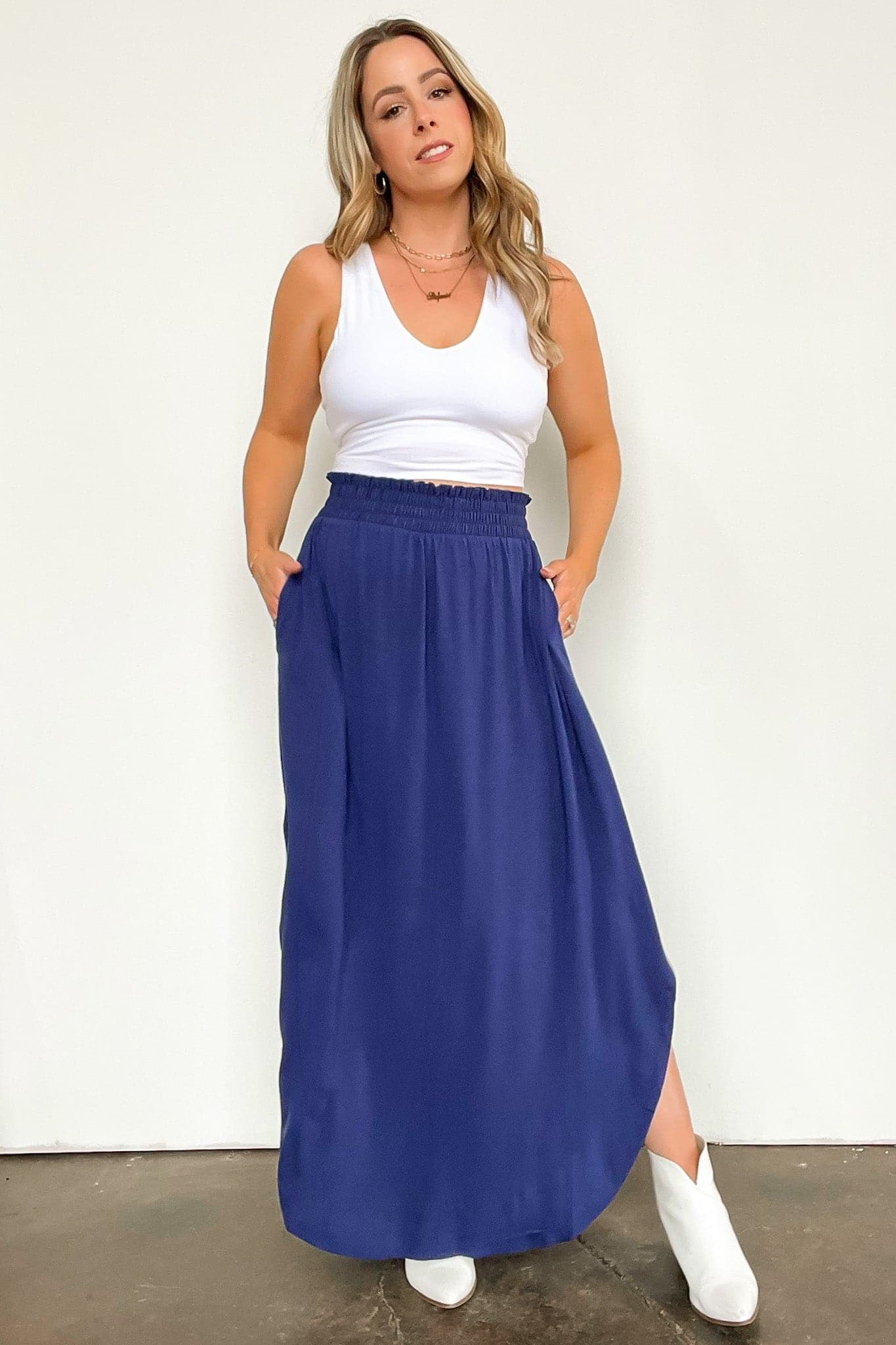 Boheme Smocked Waist Maxi Skirt - FINAL SALE - Madison and Mallory