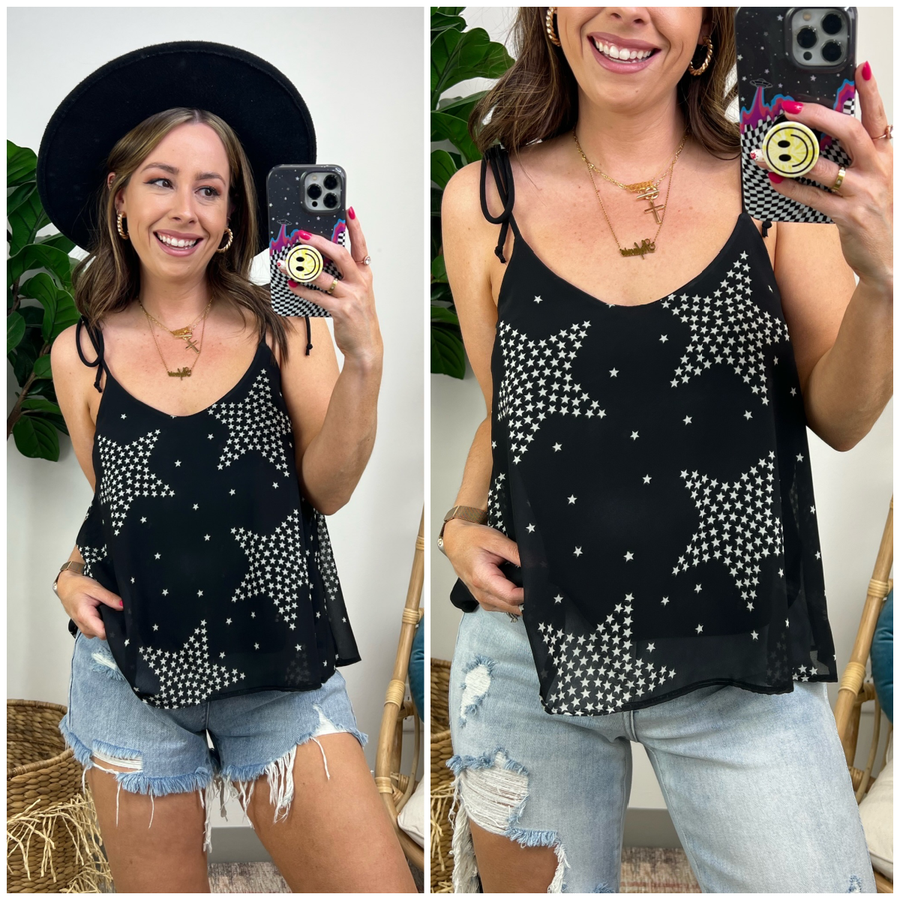  Born a Star Print Swing Tank Top - Madison and Mallory