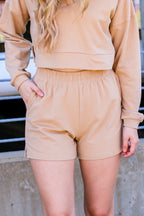 XS / Tan Hamptons Elastic Waist Shorts - FINAL SALE - Madison and Mallory