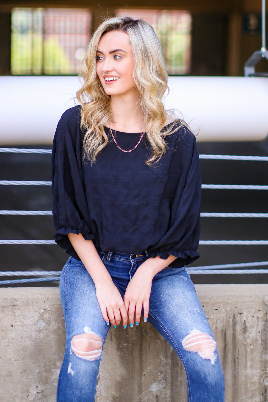 Black / S Burning Question Textured Cropped Top - FINAL SALE - Madison and Mallory