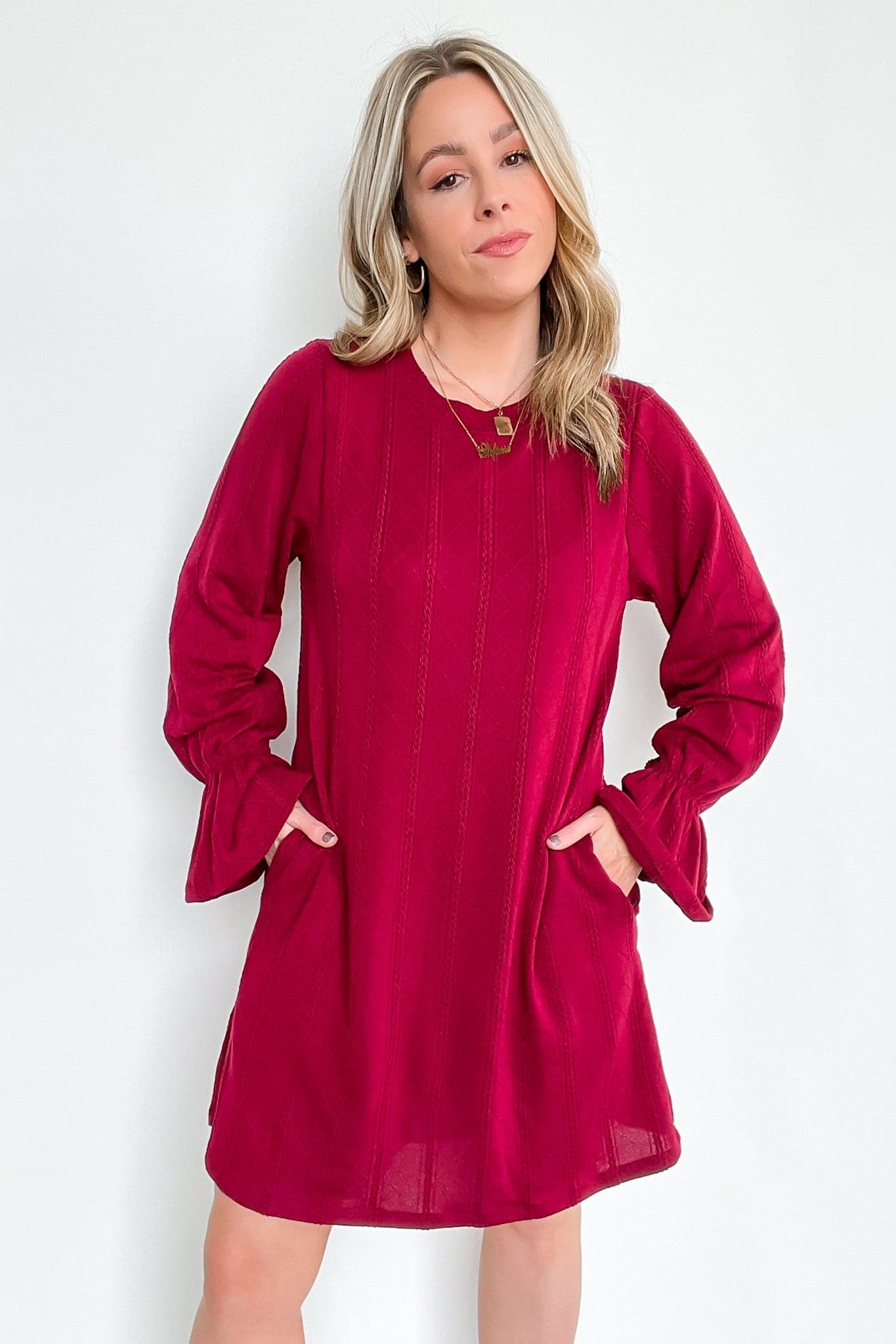  Call Me Cozy Cable Knit Bell Sleeve Dress - FINAL SALE - Madison and Mallory